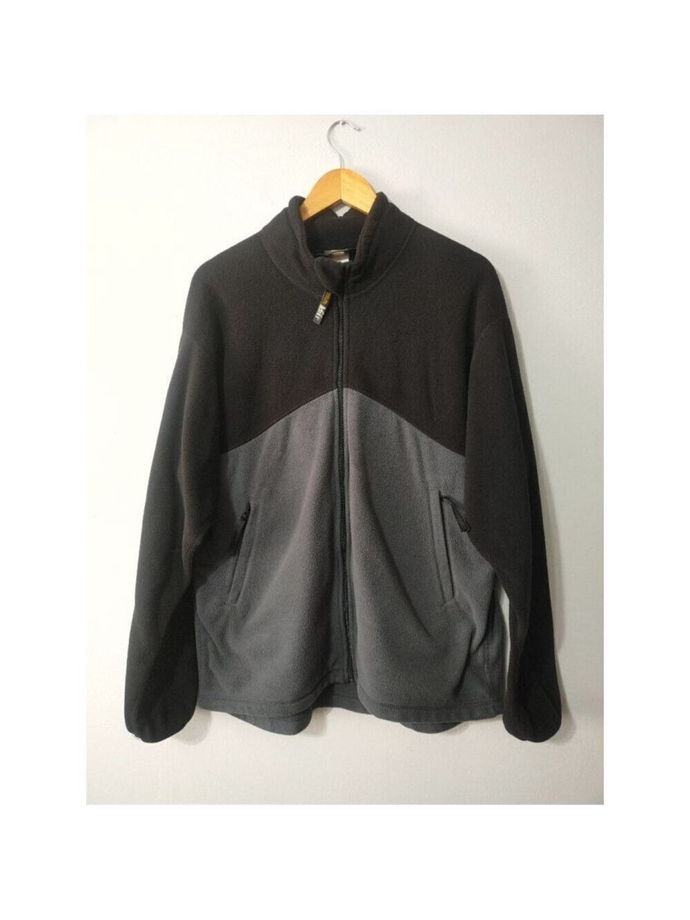 Men's REI Fleece Jacket Black Gray Polartec Full Zip L